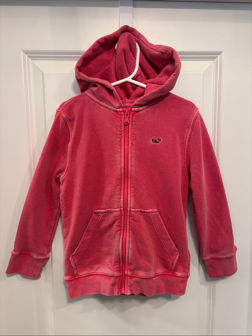 Vineyard Vines Kids Red Zip Hoodie with Whale Logo
